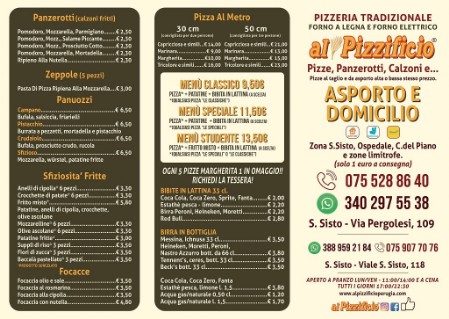 Menu Al Pizzificio Perugia